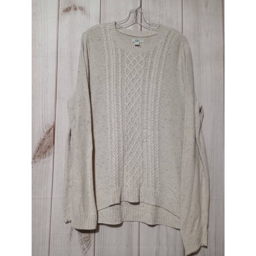 Croft and Barrow Sweater Ladies XXL Cream Speckled Crew Neck